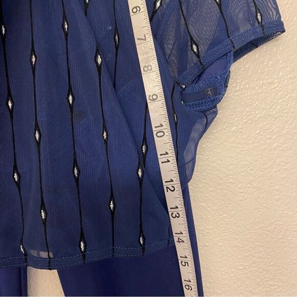 Kelle dance 2 piece blue mesh flocked crop top leggings pants light switch MA - Picture 13 of 13